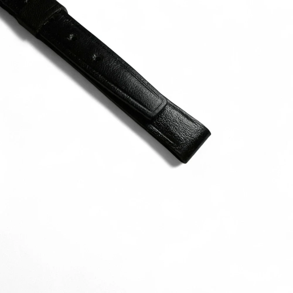 VTG NOS T&C Women 5/16 Watch Strap Band Black Calfskin Leather Silver USA 6 1/2